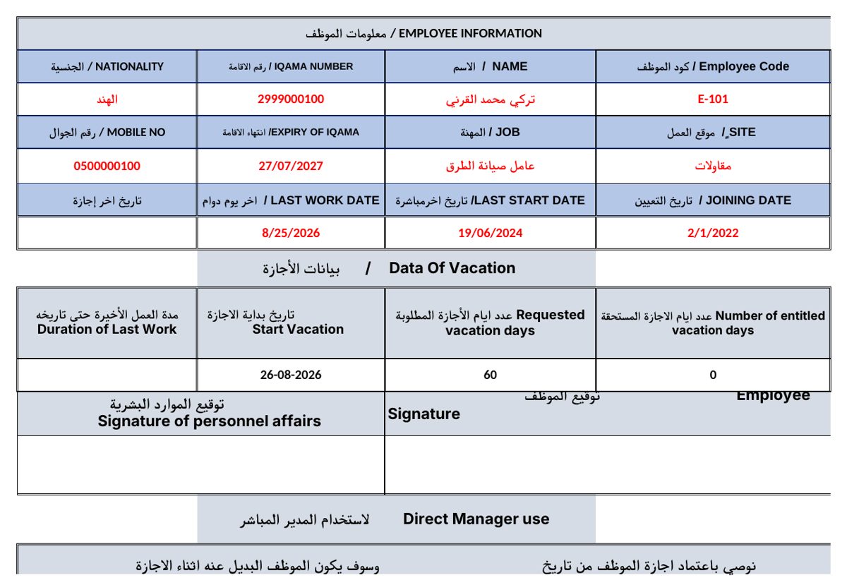 نماذج الموارد البشرية (18 نموذج)